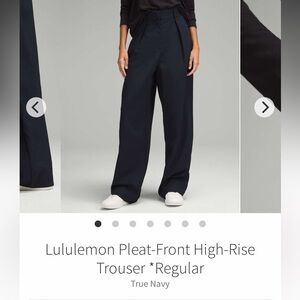Lululemon Pleat-Front High-Rise Trouser *Regular in True Navy. Size 2. EUC